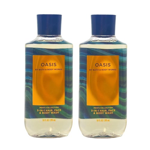 Generic Bath and Body Work Men's Collection OASIS 2 Pack 3-in-1 Hair, Face & Body Wash Bundle - 10 fl oz / 295 mL each, blue