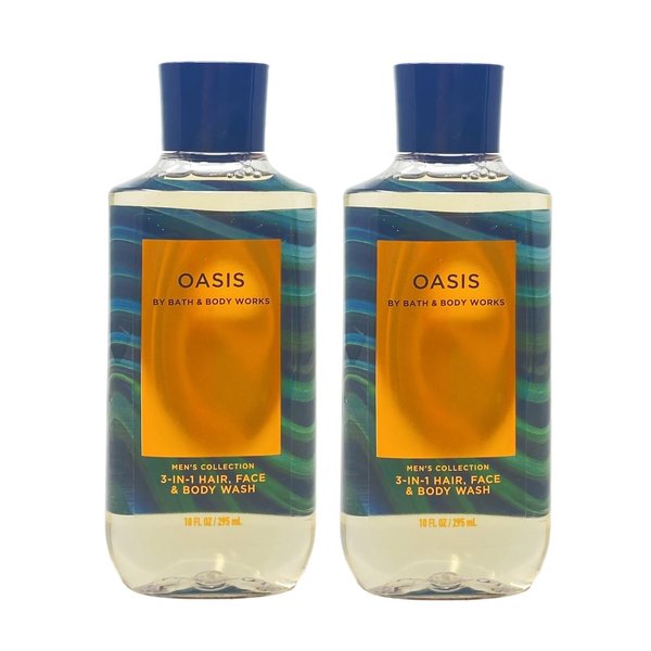 Generic Bath and Body Work Men's Collection OASIS 2 Pack 3-in-1 Hair, Face & Body Wash Bundle - 10 fl oz / 295 mL each, blue