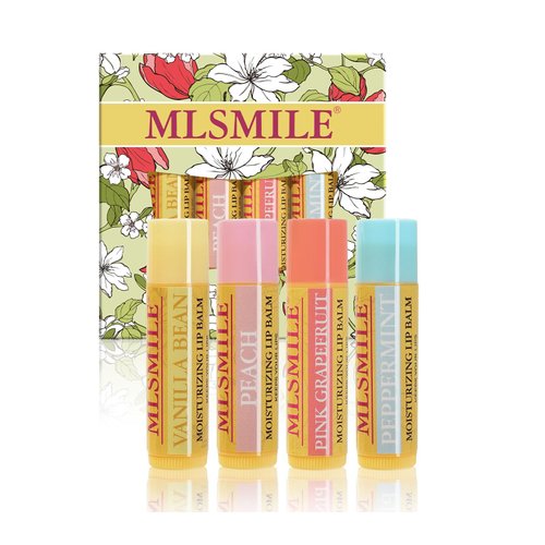 4Pcs Lip Balm Set,Moisturizing Lip Care lipstick with vitamin E and fruit flavor