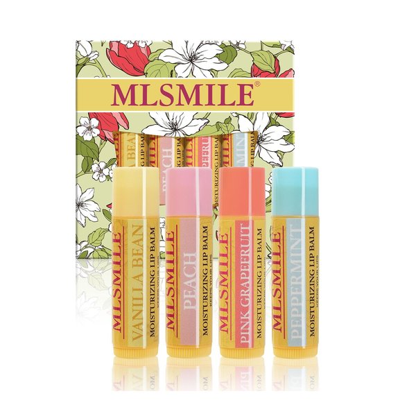 4Pcs Lip Balm Set,Moisturizing Lip Care lipstick with vitamin E and fruit flavor