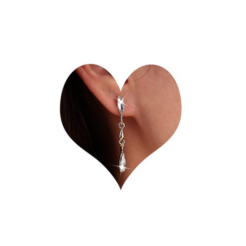 Sttiafay Vintage Crystal Teardrop Earrings Long Linear Rhinestone Earrings Gold Crystal Stud Earrings Sparkly Cz Bridal Earrings Jewelry for Women