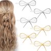 PAGOW Hair Barrettes for Women, 6pcs Metal Bow Hair Pins Hair Clips, Hair Accessories for Women Girls (Gold, Silver)