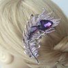 Sindary Wedding Headpiece 4.33" Rhinestone Crystal Bridal Peacock Feather Hair Comb (Silver-Tone Purple)