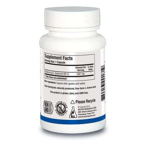 Biotics Research L Glutamine, Gastrointestinal Health, Gut Lining Support, Muscle Repair, Lean Muscle, Antioxidant Activity, Free Form Amino Acid. 180 Capsules