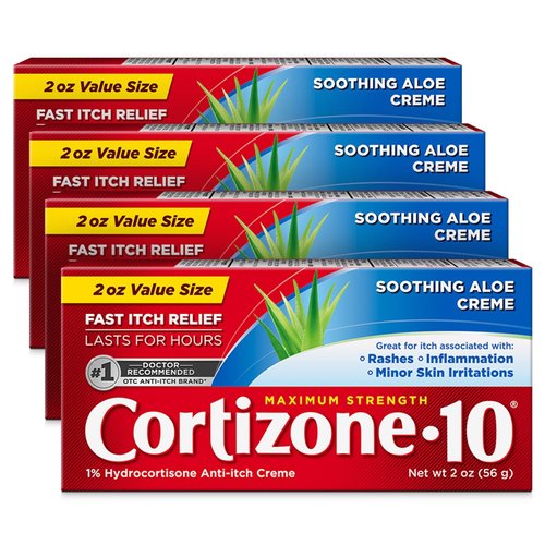 Cortizone 10 Maximum Strength Soothing Aloe Anti-Itch Cream, 1% Hydrocortisone, 2 oz. 4 pack