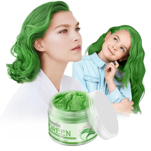 Kids Hair Wax Dye Deep Green, lonstin Hair Paint Wax Washable Temporary Hair Color for Kids Color...