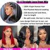 16 Inch Straight Human Hair Wigs 13×4 Straight Lace Front Wigs 220 Density Double Drawn Blunt Cut Long Bob Wig for Black Women Pre Plucked Bleached Knot Brazilian Hair HD Transparent Lace Frontal Wig