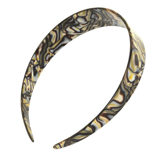 French Amie Ultracomfort Wide 1 1/4" Celluloid Handmade French Hair Headband Fashion Headbands for Women Very Flexible Strong Hold Grip Headbands Non Slip Durable Styling Girls Paris Hair Accessories, Made in France (Silver Onyx Gray)