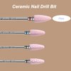 BITNBITH Ceramic Nail Drill Bit 3/32”Professional Safety Acrylic Nail File Drill Bit for Cuticle Dead Skin Remover, Cone Flame Drill Bit for Nail Gel Polishing, Manicure Pedicure Pink,Fine