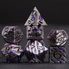 DND Metal Stripe Dice Set,7 PCS Polyhedral RPG Dice Set with Gift Case for Dungeons and Dragons (Antique Nickel Purple)