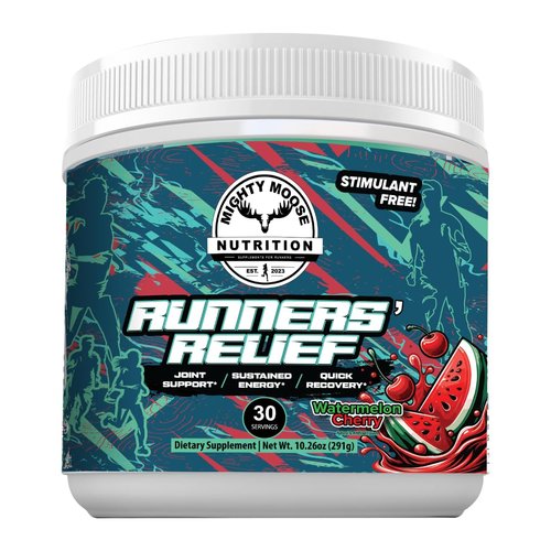 Runners' Relief - Joint Support & Muscle Recovery Supplement - Glucosamine Chondroitin - Fasting Electrolytes - Stimulant-Free Pre/Post Workout Energy - Watermelon Cherry with Tart Cherry Extract