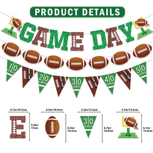 Game Day Banner Football Party Decorations Football Birthday Party Decorations Football Banner with Football Party Hanging Decorations Football Concessions Stand for Football Party Supplies