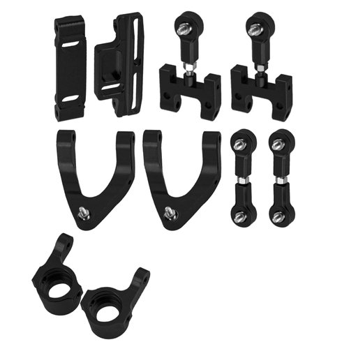 Vgoohobby Upper & Lower Swing Arm Wheel Hex Adapter Steering Block Swing Arm Mount Steering Cup w/Bearing Set Compatible with WPL D12 1/10 RC Car Upgrade Part (Black)