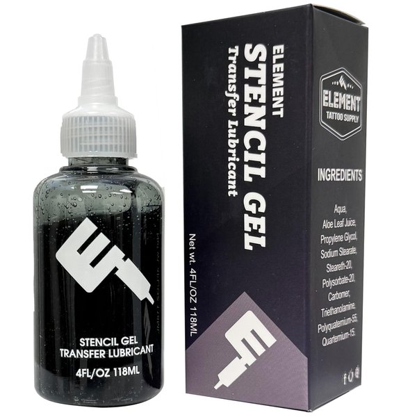 ELEMENT TATTOO SUPPLY - Black Tattoo Stencil Transfer Gel Lotion Cream Solution Applicator for skin Thick and Sticky for Clean Long Lasting Stencil Transfering for Professional Artists (4 oz)