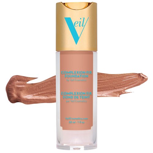 Veil Cosmetics Complexion Fix Liquid Foundation – Buildable Coverage – Water-Resistant, Hypoallergenic, Oil-Free, Cruelty-Free & Vegan – Lightweight & Brightening – Long Lasting (3P Medium Pink)