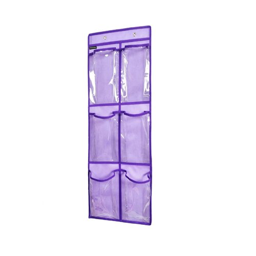 ANZORG Over The Door Shoe Storage with Shoe Rack Hanging Closet Shoes Holder Organizer with 6 Clear Pockets (6 Pockets-Purple)