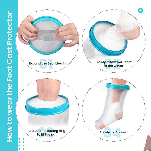 Wilsco 100% Waterproof Leg Cast Cover for Showering, Reusable Covers for Leg and Foot Surgeries, Cast Covers for Shower Leg, Cast Bag for Shower, Cast Cover for Showering Foot, Sleeve Length 25 in, Ring Diameter 19 cm, Opening Diameter 6 cm ±1-2mm
