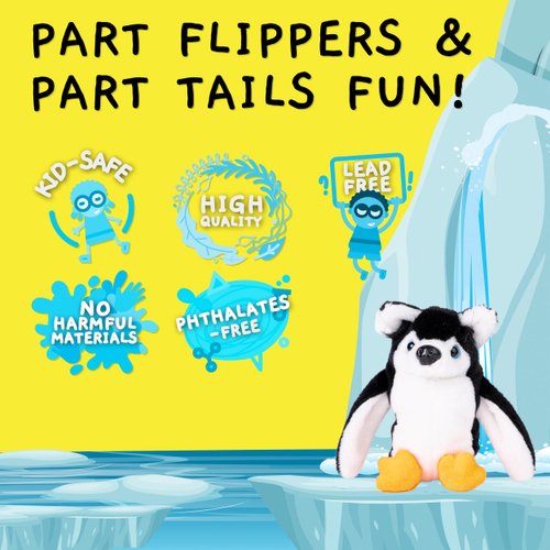 Randimals Mini Stuffed Animals - Penguin & Husky Dog Hybrid Mini Plushies - Cute Plushies for Girls & Cuddly Small Stuffed Animals for Boys - P-Dawg Little Plush Stuffed Animals for Kids & Kidults