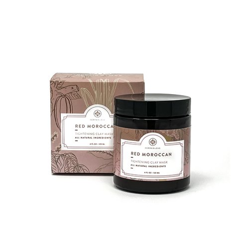 DERMAGLOVE RED MOROCCAN CLAY MASK All Natural Tightening Clay Mask Formulated With Red Moroccan Clay, and Rosemary to Refine, Define, Exfoliate, Un-clog Pores, Smooth, and Tighten Skin. 4 oz Jar