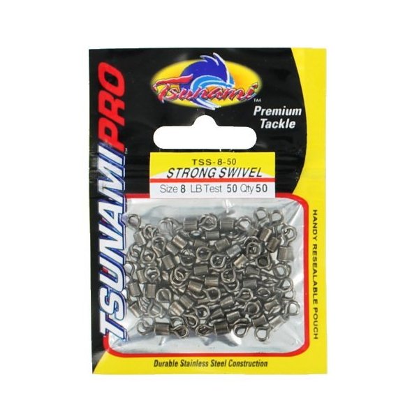 Tsunami Fishing Swivel - Size 8 50lb Test Qty 50 TSS-8-50