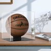 Basketball Display Case Clear Acrylic Glass Cube Assemble Countertop Box Soccer Frame with Sports Protection with Black Stand Holder