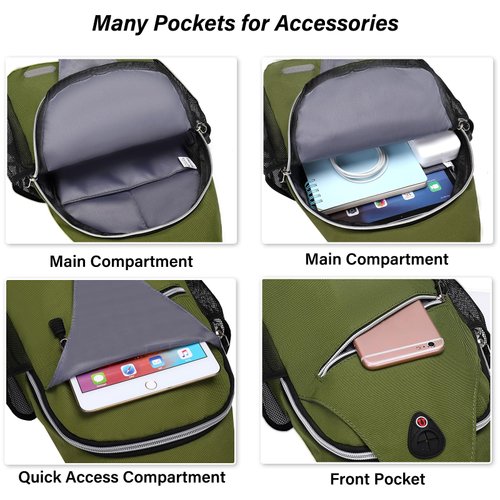 MOSISO Sling Backpack, Multipurpose Crossbody Shoulder Bag Travel Hiking Daypack, Army Green, Medium