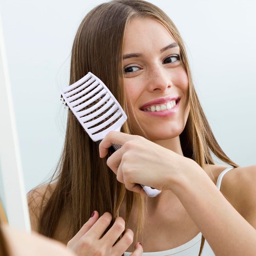 Curved Vented Boar Bristle Styling Detangling Hair Brush, Single White Anti-static Detangler Brush, Fast Blow Drying, Use on Long or Short Unbrush Hair (1 Pack White)