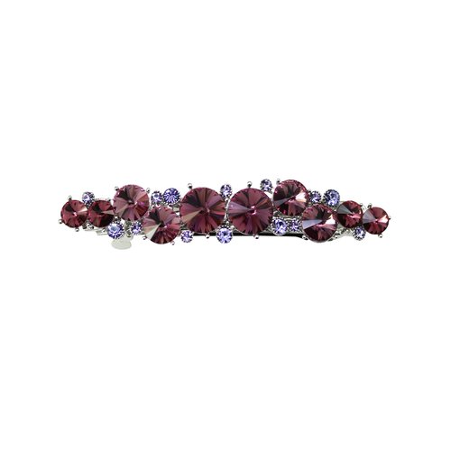Faship Purple Premium Rhinestone Crystal Floral Small Hair Barrette Clip