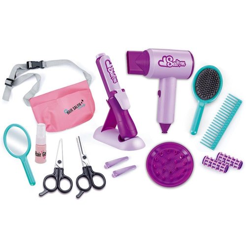 Hair Salon Toys for Girls,Pretend Play Kids Makeup Kit with Hairdryer,Curling Iron and Other Accessories,Haircut Set Toy for Kids
