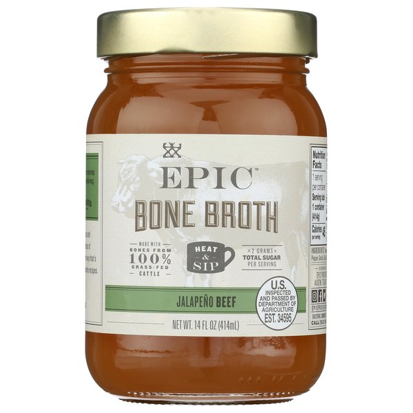 Epic Artisanal Bone Broth, Beef Jalapeno Sea Salt, 14 oz.