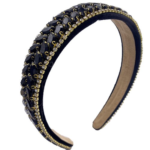 yefaye Sparkly jeweled dressy rhinestone fashion headbands hair bands for women's hair (black)