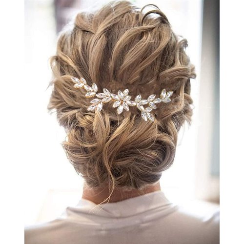 BERYUAN Wedding Crystal Hair Comb Flower Crytstal Hair Piece Teardrop Crystal Rhinestone Wedding Hair Accessories Bride Headband for Wedding (purple)