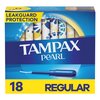 Tampax Pearl Plastic Unscented Tampons, Regular Absorbency, Blue, 18 Count