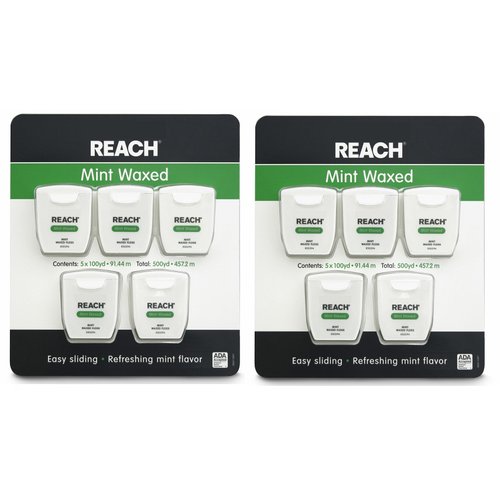Reach Mint Waxed Dental Floss 100 Yards (Pack of 10)