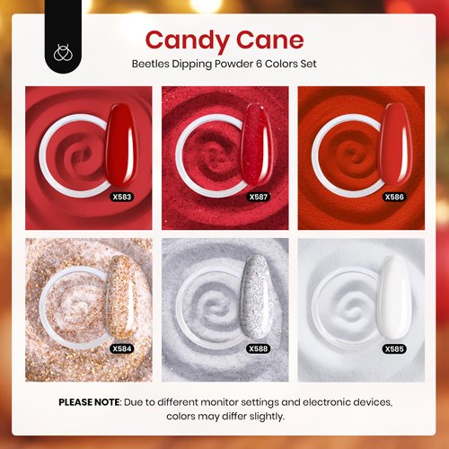 Beetles Christmas Dip Powder Nail Set,6 Colors Red Burgundy Rose Sparkle Milky Snow White Silver Glitter, Dipping Powder Starter Kit French Nail Art Manicure DIY Salon, No Need Nail Lamp Cured