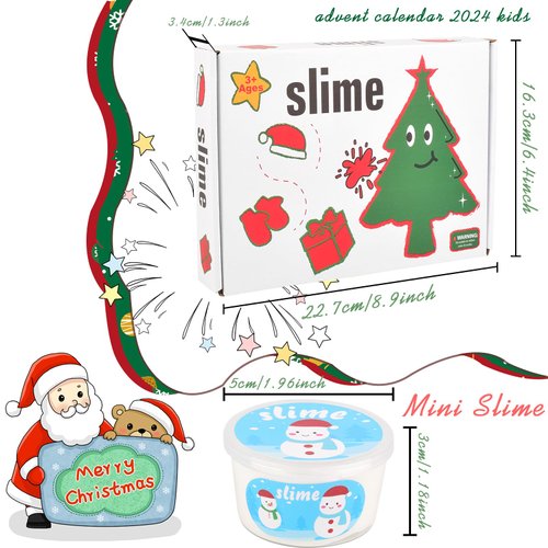 2024 New 12 Pack Mini Christmas Slime Set, Butter Cloud Jelly Crystal Slime, for Teen Girls for Kids, Christmas Toys Kit Xmas Classroom Rewards, Advent Calendar 2024 Kids