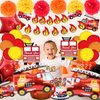 Fire Truck Theme Birthday Party Supplies Fireman Happy Birthday Banner Firefighter Cake Topper Balloon Sticker Decorations For Boys Birthday Party …