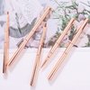 JERCLITY 5pcs Rose Gold Alloy Double-Ended Nail Art Brushes Set Nail Lace Brushes Round Flat Gel Builder Brush Nail Carving Pen Nail Liner Brush 3D Painting Brush Nail Design Tools for Acrylic Nails