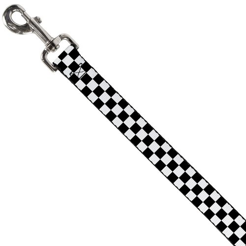 Dog Leash Checker Black White 4 Feet Long 1.5 Inch Wide