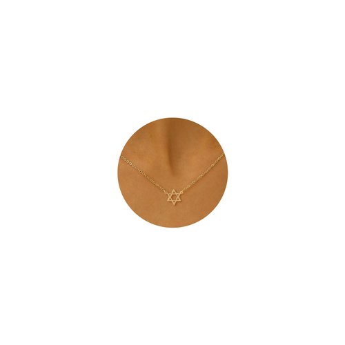 HLJEO Gold Necklace, 14k Dainty Star of David Necklace Simple Hexagram Pendant Necklace for Women