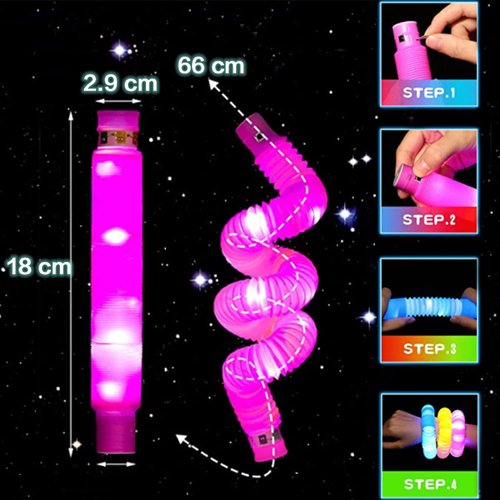 Jishi Light Up Pop Tubes 8-Pack LED Glow Sticks Bulk Halloween Glow in The Dark Party Favors Supplies, Kids Christmas Birthday Party Decorations, Sensory Light Up Fidget Tubes Toys for Kids Boys Girls