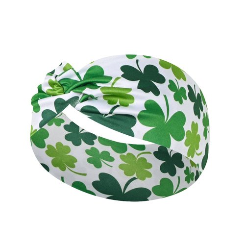 BBTDIN St Patrick's Turban for Women Shamrock Headband Green Girls Hair Band Headwarp JHSP40 (C2)