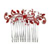 Faship Red Crystal Floral Hair Comb