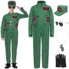 Fighter Pilot Costume for Boys Girls Air Force Flight Suit Halloween Cosplay Dress up with Aviator Accessories Set