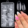 AddFavor 240pcs Almond Nail Tips Soft Gel x Nail Tips Medium Almond Fake Nails Full Cover Clear Acrylic Gel Nail Tips for Extension Nail Manicure Salon Home DIY