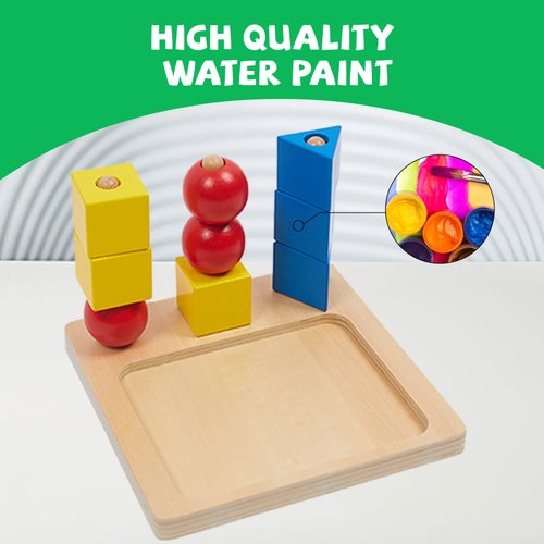 Montessori Toys for 1 2 3 Years Old - 3 Colored Cubes on Wooden Peg Toys, Baby Game for Color Recognition Shape Sorter, Montessori Materials Wooden Sorting and Stacking Toys for Boys and Girls Gift