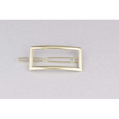 Gold rectangle barrette outline shape metal hair clip barrette gold shiny clip