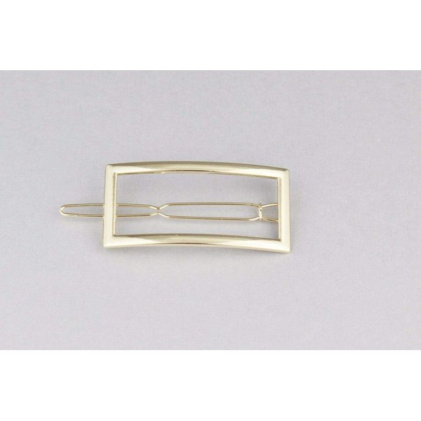 Gold rectangle barrette outline shape metal hair clip barrette gold shiny clip