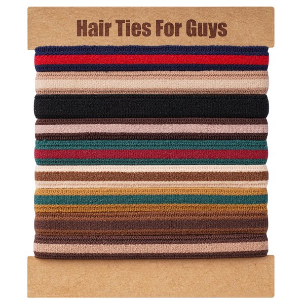 EasYoung Braided Mens Hair Ties For Men, For Buns Curly Thick Dense Hair Elastic Hair Ties For Guys, No damage No Crease Breakage, 9 Count (Pack of 1)
