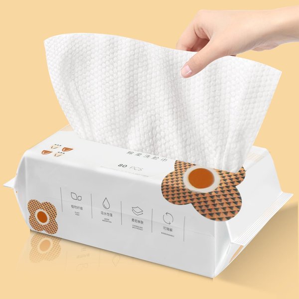 GXF Face Cleansing towelettes disposable 80 sheet disposable face towel 20cm*20cm 100% cotton face towels Extra Thick Dry and Wet Use for Sensitive Skin, Ultra Soft Makeup Removing, Surface Cleaning.